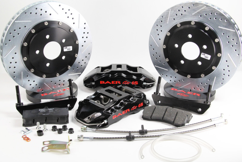 Dodge Challenger Brake Kit - Rear - Baer Brakes - Extreme+ 15in, Slot, Drilled, Zinc-Plate Rotor, 6-Piston Caliper - Black - `06-`18